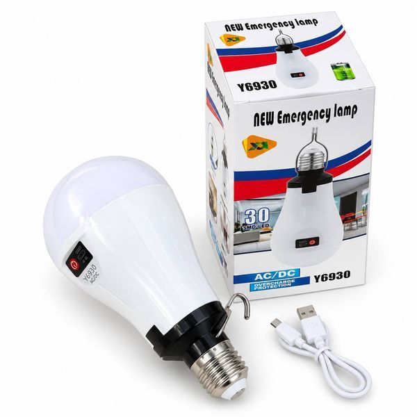 Аккумуляторная аварийная LED-лампа Y6930 30 Вт с 3 аккумуляторами в комплекте, E27, Type-C, 3 режима работы M1292 фото