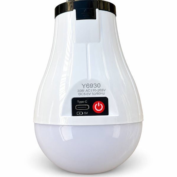 Аккумуляторная аварийная LED-лампа Y6930 30 Вт с 3 аккумуляторами в комплекте, E27, Type-C, 3 режима работы M1292 фото