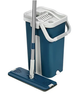 Швабра з відром 8л з автоматичним віджиманням Cleaning Mop Синій/ Швабра ледащо для прибирання будинку TP-309 фото