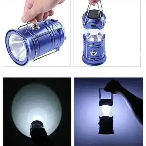 Ліхтар акумуляторний LED лампа JH-5800T з павербанком та сонячною панеллю Синій 1756375682 фото