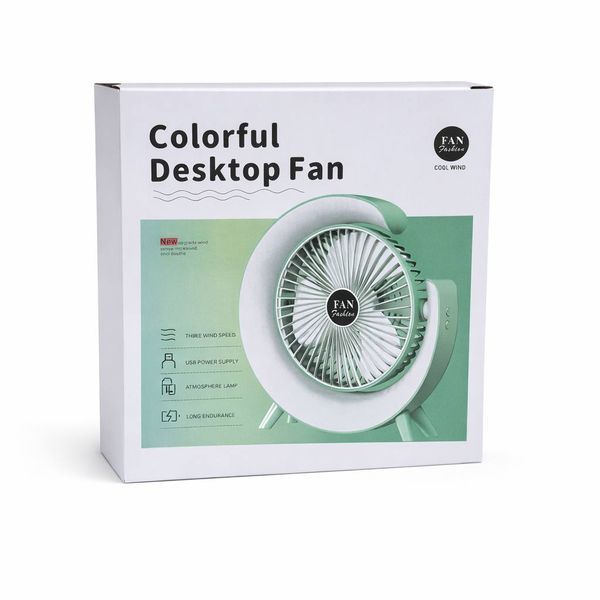 Портативний настільний вентилятор Colorful Desktop Fan з підсвіткою, USB, 3 режими M1008 фото